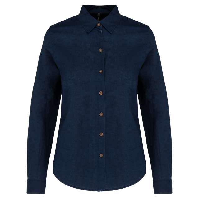 Kariban Ladies' Long Sleeve Linen And Cotton Shirt bedrucken