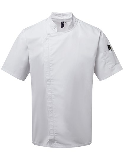 Premier Workwear Chef´s Zip-Close Short Sleeve Jacket PR906 bedrucken