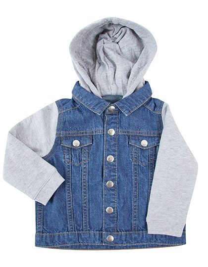 Larkwood Denim Jacket With Fleece Hood And Sleeves LW750 bedrucken