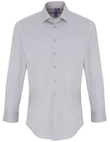 Premier Workwear Men´s Stretch Fit Poplin Long Sleeve Cotton Shirt PR244
