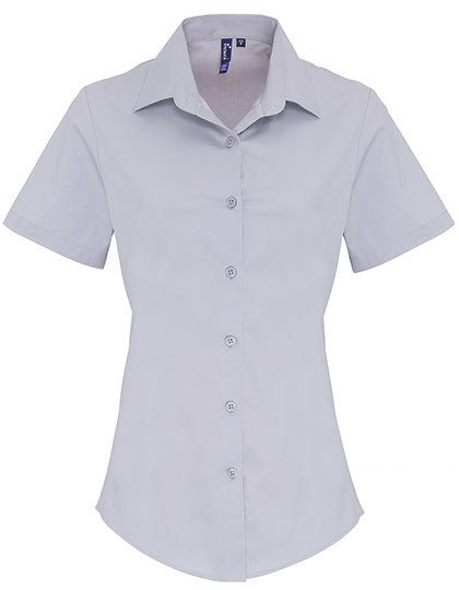Premier Workwear Women´s Stretch Fit Poplin Short Sleeve Cotton Shirt PR346