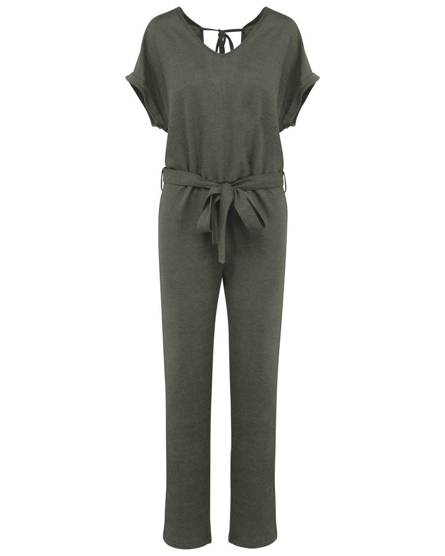 Spasso Overall aus Leinenstrickstoff mit kurzen Ärmeln für Damen SP5004
